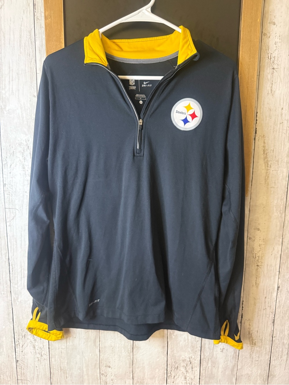 Nike Dri Fit Pittsburgh Steelers Hoodie 1/4 Zip Pullover Long Sleeve Mens Large